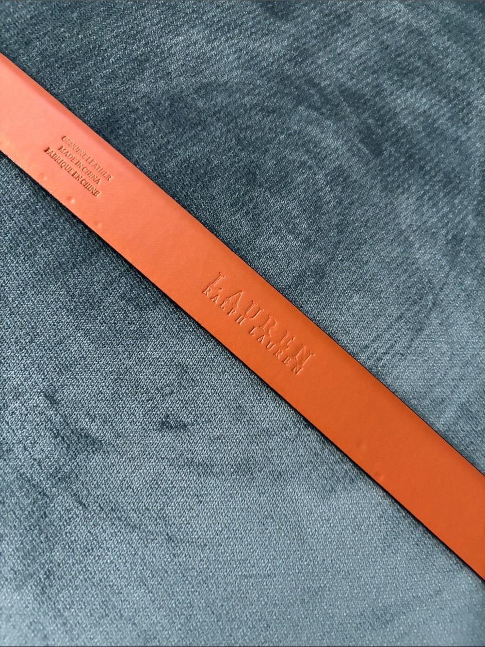 Lauren Ralph Lauren Black Patent Belt with Orange Interior XL 45” - Picture 3 of 5